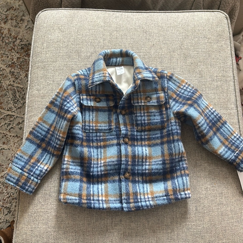 Toddler boy size 2T jacket - blue plaid